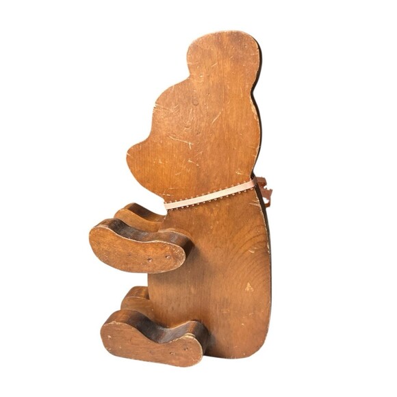 Vintage Wooden Teddy Bear Handcrafted Shelf Sitter 6 x 10" - Picture 2 of 3